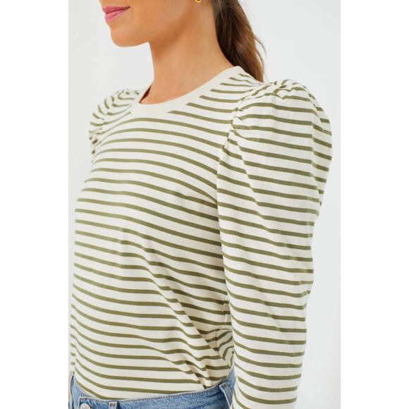 TUCKERNUCK Pomander Place Olive Striped Vesty Long Sleeve Crewneck NWT Medium - Picture 6 of 10
